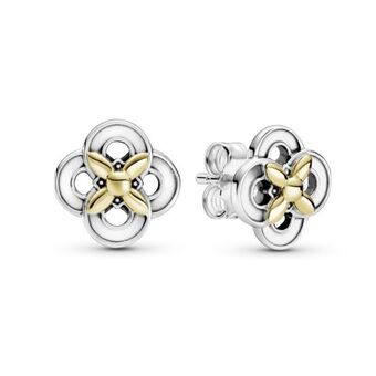 Pandora Aretes de botón flores en dos tonos oferta