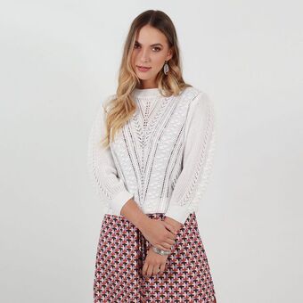 Fuera de Serie Sweater cuello redondo manga 3cuartos oferta