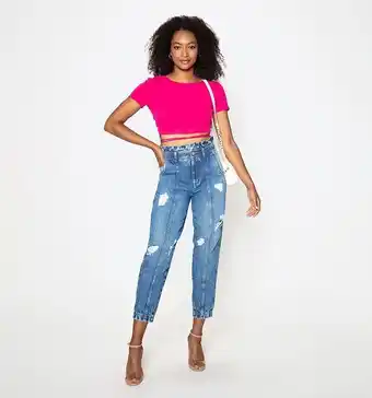 Studio F Jean slouchy tiro alto con corte delante oferta