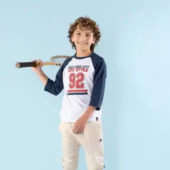 MIC Camiseta de niño, manga 3/4 azul/blanco de mic oferta