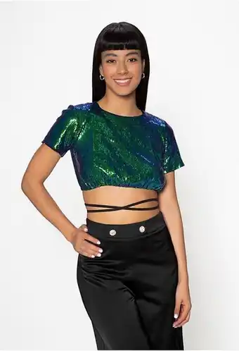 ELA Blusa manga corta con volumen y abertura oferta