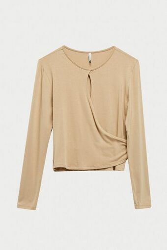 Koaj Camiseta sin estampado, manga larga, con cruce asimétrico sobre el frente. oferta