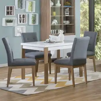 Muebles Jamar Comedor 4 puestos kepler lino hampton gris humo, natural poliuretano* oferta