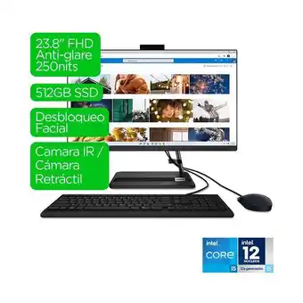Metro Computador aio lenovo 24iap7 intel core i5-12 8gb 512gb ssd w11 23.8 negro oferta