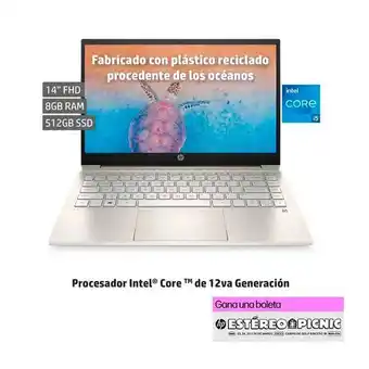 Metro Computador portátil hp pavilion 14-dv2000la ci5 8gb 512gb ssd iris dorado oferta