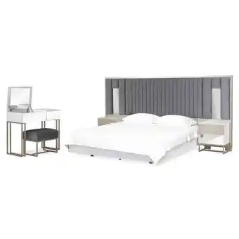 Muebles Jamar Alcoba queen nova microfibra gris, champaña oferta