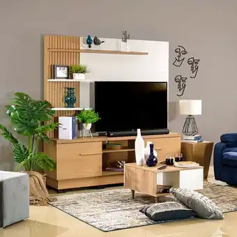 Muebles Jamar Centro de entretenimiento denzel natural, off white 180x188x40* oferta