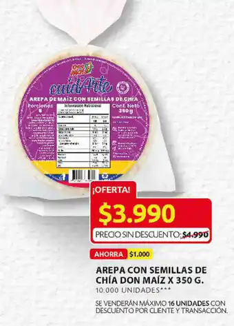 Ara Arepa con Semillas de Chía Don Maíz 350g oferta