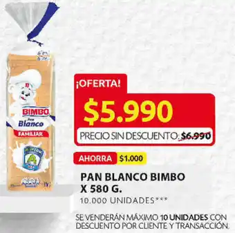 Ara Pan Blanco Bimbo 580g oferta