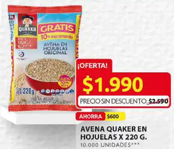 Ara Avena Quaker en Hojuelas 220g oferta