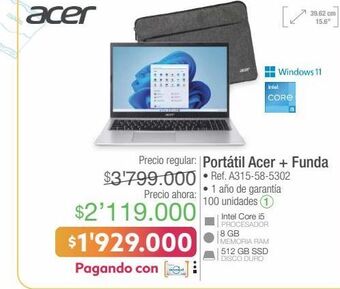 Jumbo Portátil acer + funda oferta