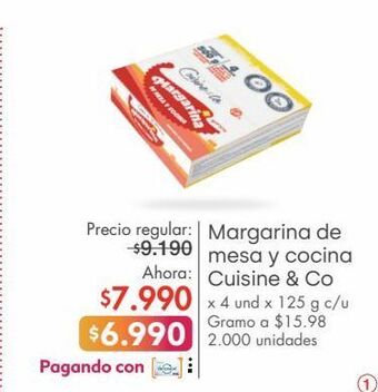 Metro Margarina de mesa y cocina cuisine & co 4un x 125g oferta
