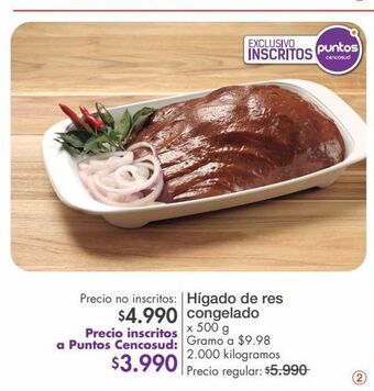Metro Hígado de res congelado x 500g oferta