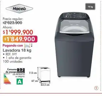 Metro Lavadora haceb 18kg oferta