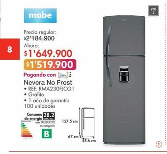 Metro Nevera mabe 230l oferta