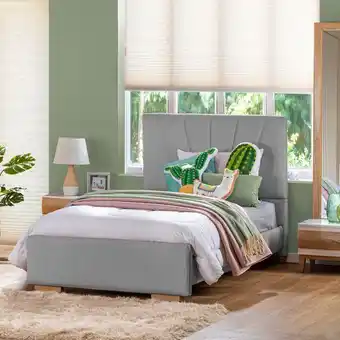 Muebles Jamar Cama 1.00 andros eurolino gris plata, natural oferta