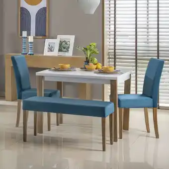 Muebles Jamar Comedor 4 puestos bruce velvet azul petroleo, natural poliuretano oferta