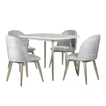 Muebles Jamar Comedor 4 puestos oslo velvet crudo, champaña poliuretano oferta