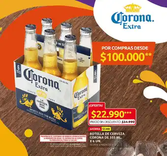 Ara Botella de Cerveza Corona de 355ml x 6 un. oferta