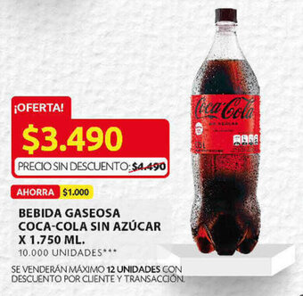 Ara Bebida Gaseosa Coca-Cola sin Azúcar x 1.750ml oferta