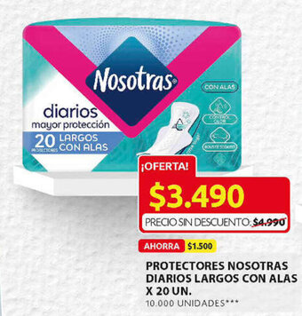 Ara Protectores Nosotras Diarios Largos con Alas x 20 un. oferta