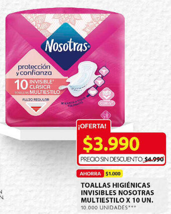 Ara Toallas Higiénicas Invisible Nosotras Multiestilo x 10 un. oferta