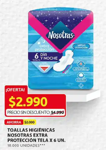 Ara Toallas Higiénicas Nosotras Extra Protección Tela x 6 un. oferta