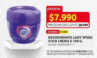 Ara Desodorante Lady Speed Stick Crema x 100g oferta
