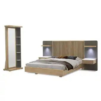 Muebles Jamar Cama doble 1.40 juventus natural, gris plomo oferta