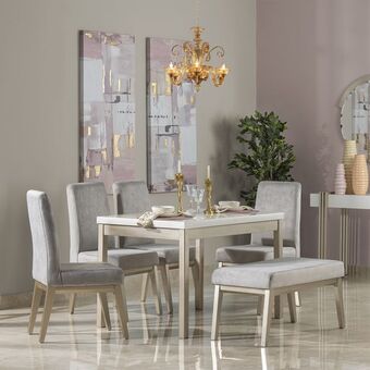 Muebles Jamar Comedor 6 puestos walcot velvet luxury gris oscuro oferta