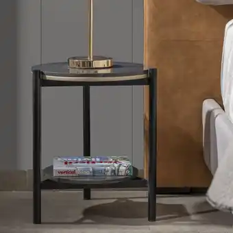 Muebles Jamar Mesa de noche brooklyn gris plomo, negro oferta