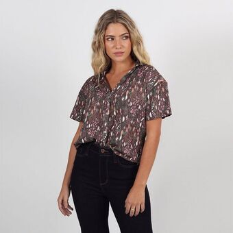 Fuera de Serie Blusa cuello camisero manga corta oferta