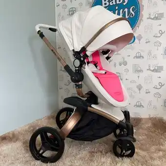 Éxito Coche moises max of aulon blanco acolchado fucsia original oferta