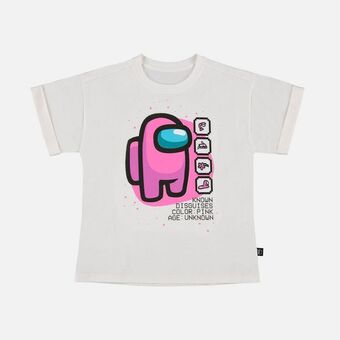 MIC Camiseta de among us manga corta marfil para teen niña oferta