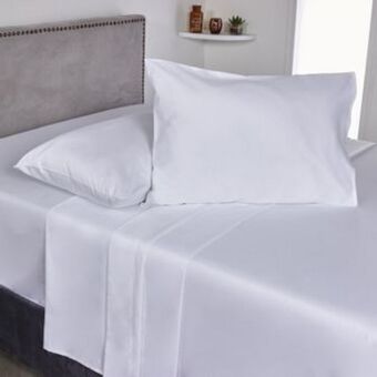 Brissa Juego de sábanas algodón 300 hilos unicolor blanco oferta