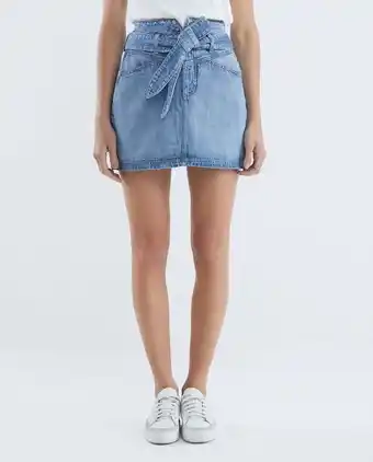 Chevignon Falda corta en denim, high rise - azul medio oferta