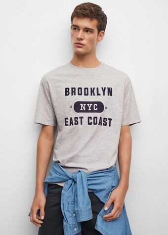 Mango Camiseta algodón mensaje oferta