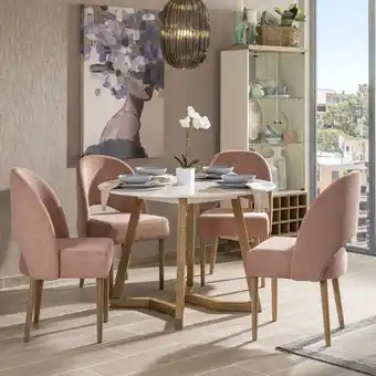 Muebles Jamar Comedor 4 puestos lisboa mirofibra rosa, natural oferta
