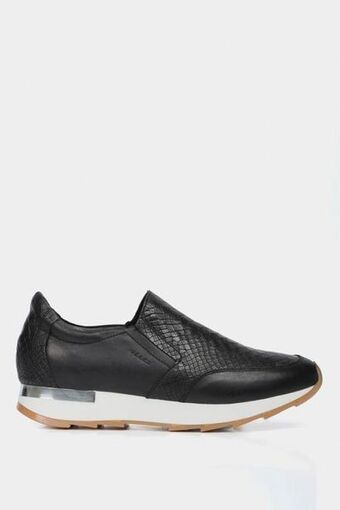 Vélez Mocasines plataforma zipa de cuero para mujer placa serpiente negro oferta