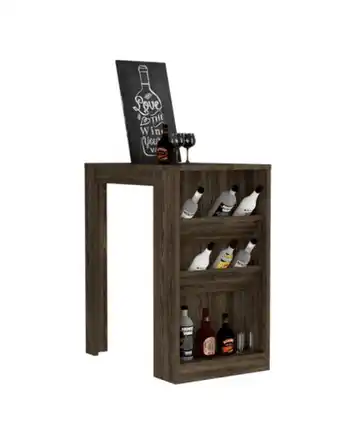 Flamingo Mesa de bar celeste, chocolate, con tres estantes para botellas oferta
