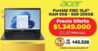 Alkomprar Acer Portátil 31KC 15,6" RAM 8GB-SSD 156GB oferta