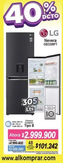 Alkomprar LG Nevera 305L oferta