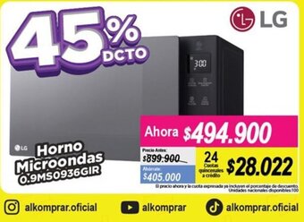 Alkomprar LG Horno Microondas 0,9MS0936GIR oferta