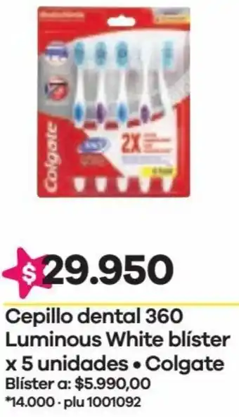 Éxito Colgate Cepillo Dental 360 Luminous White Blíster x 5 Unid oferta