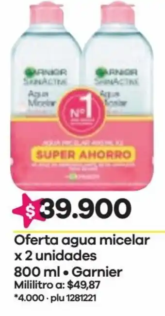 Éxito Garnier Oferta Agua Micelar 2 Unid 800ml oferta