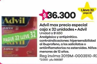 Éxito Advil Max Precio Especial Caja 32 Unid oferta