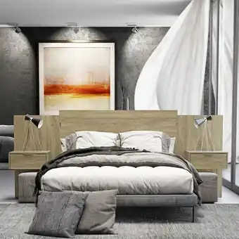 Muebles Jamar Cabecera queen + mesa de noche bulgari natural oferta