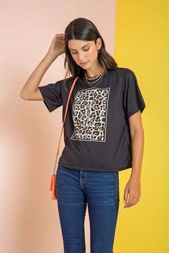 Pacífika Camiseta manga corta negro oferta