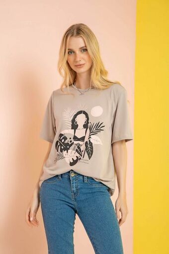 Pacífika Camiseta manga corta gris oferta