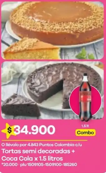 Éxito Tortas Semi Decoradas + Coca COla 1,5L oferta